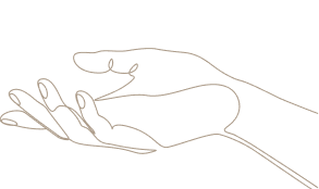 Line illustration of an open hand, symbolizing Outward Compassion